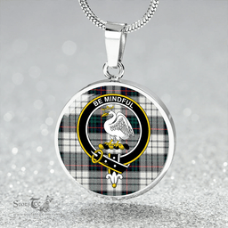 Scottish Campbell of Cawdor Dress Modern 2 Clan Tartan Circle Necklace - Crest Classic Scottish Plaid Tartan Plaid