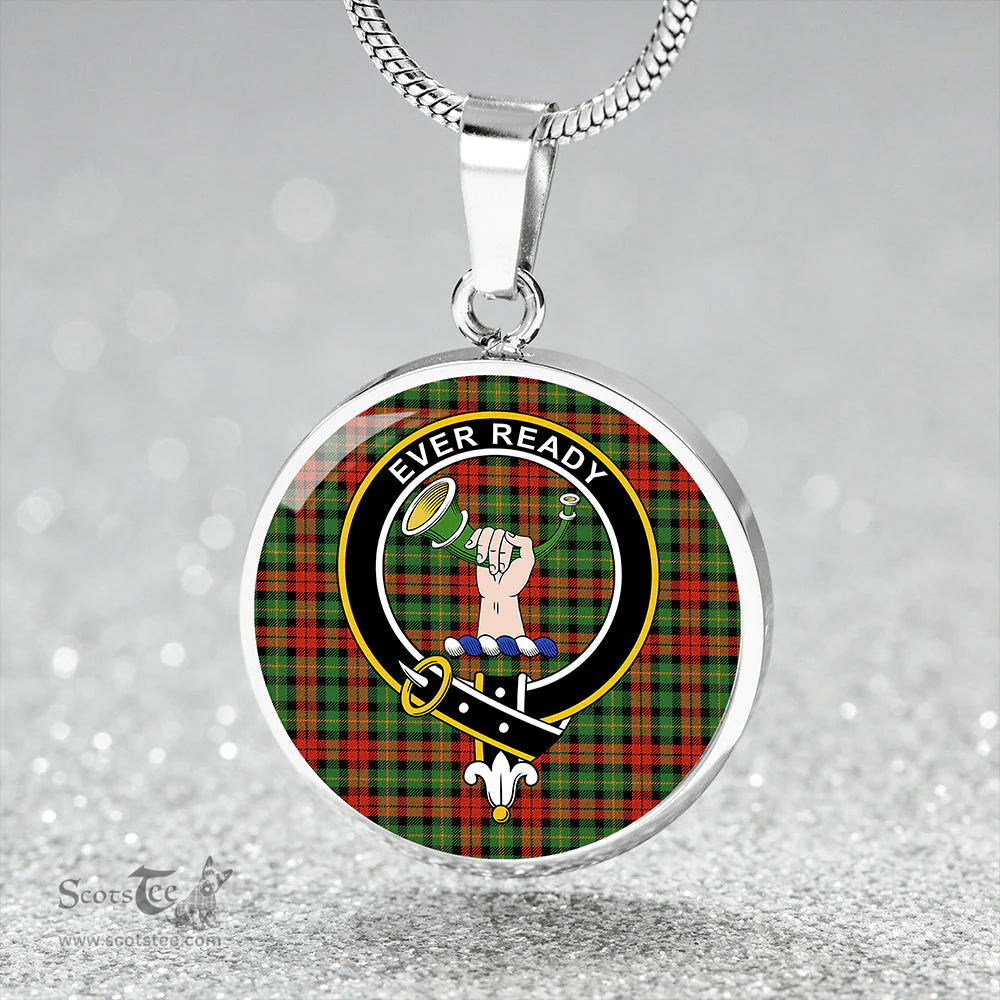 Scottish Burns Heritage Ancient Clan Tartan Circle Necklace - Crest Classic Scottish Plaid Tartan Plaid