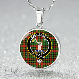 Scottish Burns Heritage Ancient Clan Tartan Circle Necklace - Crest Classic Scottish Plaid Tartan Plaid