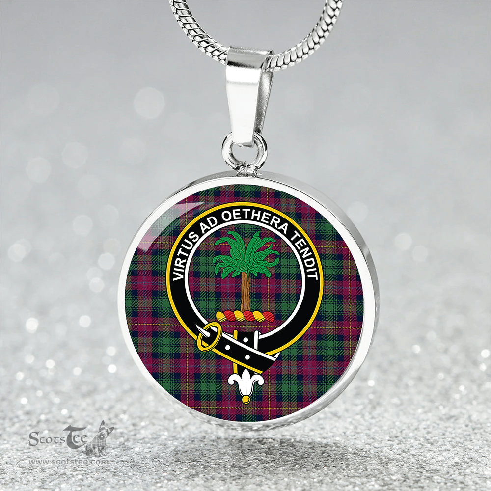 Scottish Cairns of Finavon Modern Clan Tartan Circle Necklace - Crest Classic Scottish Plaid Tartan Plaid