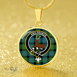 Scottish Blair Ancient Clan Tartan Circle Necklace - Crest Classic Scottish Plaid Tartan Plaid