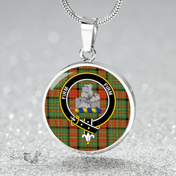 Scottish Dalrymple of Castleton #2 Ancient Clan Tartan Circle Necklace - Crest Classic Scottish Plaid Tartan Plaid