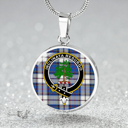 Scottish Cooper Dress Modern Clan Tartan Circle Necklace - Crest Classic Scottish Plaid Tartan Plaid