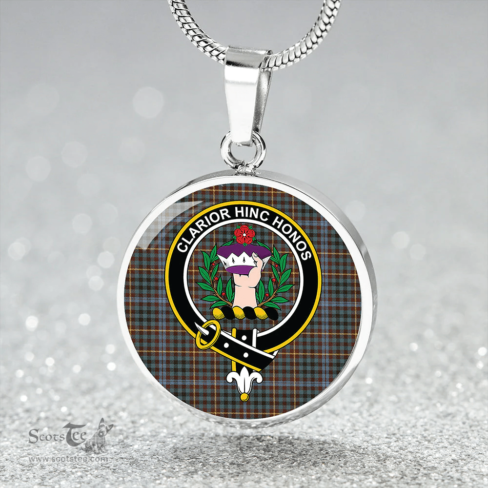 Scottish Buchanan Hunting #4 Weathered Clan Tartan Circle Necklace - Crest Classic Scottish Plaid Tartan Plaid