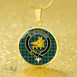 Scottish Campbell of Argyll Ancient 2 Clan Tartan Circle Necklace - Crest Classic Scottish Plaid Tartan Plaid