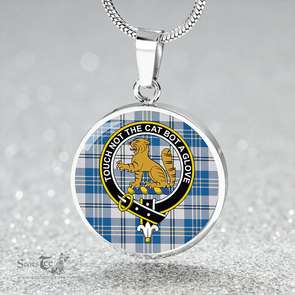 Scottish MacPherson Dress Royal Blue #2 Ancient Clan Tartan Circle Necklace - Crest Classic Scottish Plaid Tartan Plaid