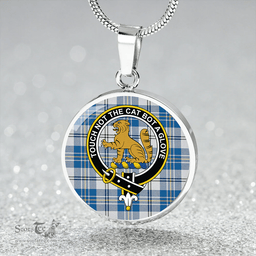 Scottish MacPherson Dress Royal Blue #2 Ancient Clan Tartan Circle Necklace - Crest Classic Scottish Plaid Tartan Plaid