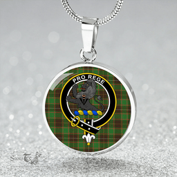 Scottish MacFie Hunting (MacPhee Hunting) Ancient Clan Tartan Circle Necklace - Crest Classic Scottish Plaid Tartan Plaid