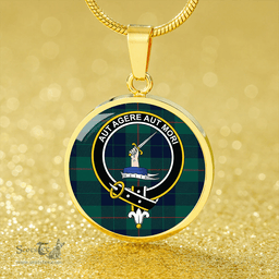 Scottish Barclay Hunting Modern Clan Tartan Circle Necklace - Crest Classic Scottish Plaid Tartan Plaid