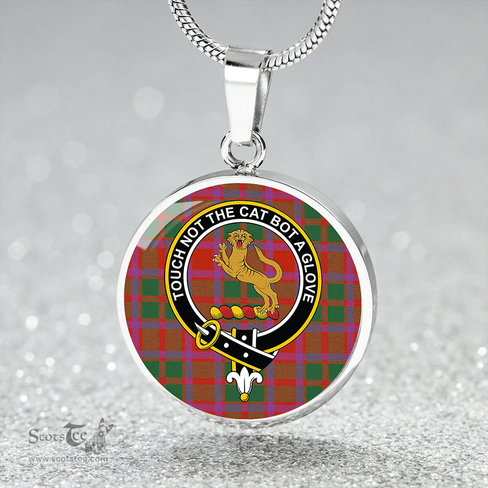 Scottish Caledonian (MacKintosh #3) Ancient Clan Tartan Circle Necklace - Crest Classic Scottish Plaid Tartan Plaid