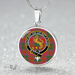 Scottish Caledonian (MacKintosh #3) Ancient Clan Tartan Circle Necklace - Crest Classic Scottish Plaid Tartan Plaid