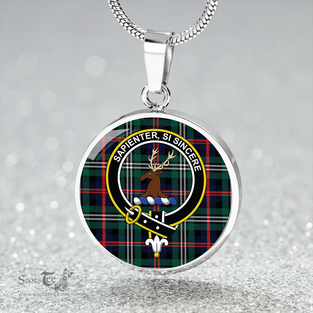 Scottish Davidson Double Modern Clan Tartan Circle Necklace - Crest Classic Scottish Plaid Tartan Plaid