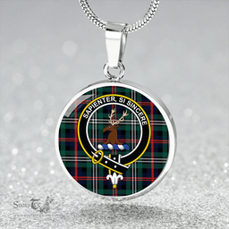 Scottish Davidson Double Modern Clan Tartan Circle Necklace - Crest Classic Scottish Plaid Tartan Plaid