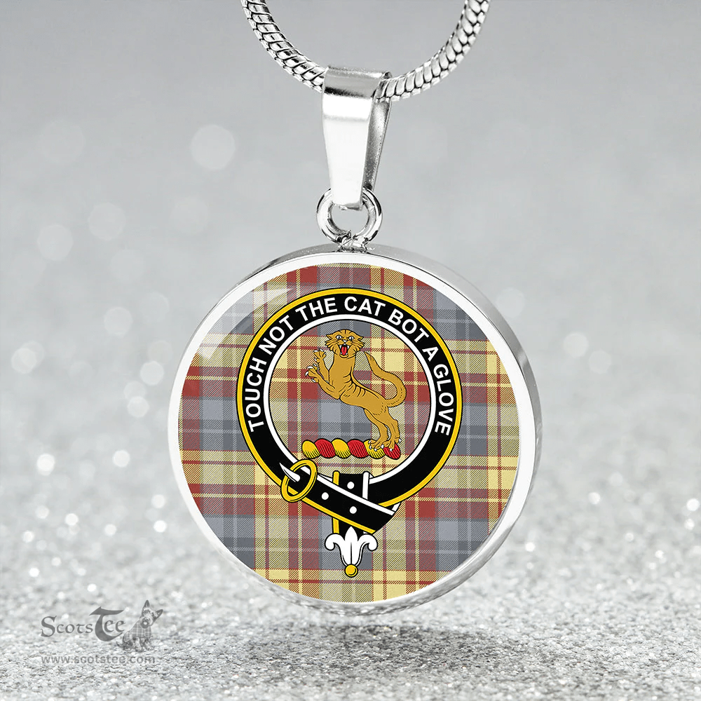 Scottish MacGlashan 1800 Ancient Clan Tartan Circle Necklace - Crest Classic Scottish Plaid Tartan Plaid