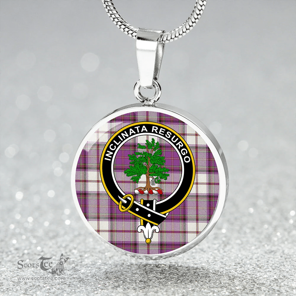 Scottish Cooper Dress Weathered Clan Tartan Circle Necklace - Crest Classic Scottish Plaid Tartan Plaid
