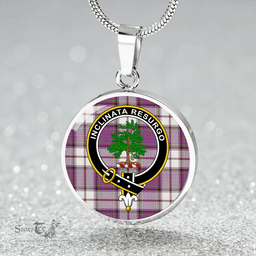 Scottish Cooper Dress Weathered Clan Tartan Circle Necklace - Crest Classic Scottish Plaid Tartan Plaid