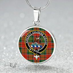 Scottish Dickie Ancient Clan Tartan Circle Necklace - Crest Classic Scottish Plaid Tartan Plaid