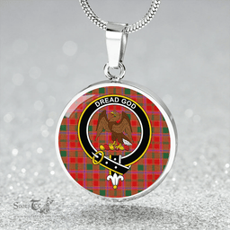 Scottish Cameron of Lochiel #2 (Munro #2) Modern Clan Tartan Circle Necklace - Crest Classic Scottish Plaid Tartan Plaid