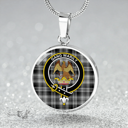 Scottish Drummond (Clans Originaux) Grey Ancient Clan Tartan Circle Necklace - Crest Classic Scottish Plaid Tartan Plaid