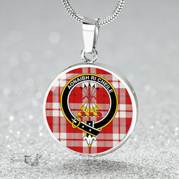 Scottish Cameron Hose #2 Modern 2 Clan Tartan Circle Necklace - Crest Classic Scottish Plaid Tartan Plaid