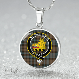 Scottish Campbell The 42nd Weathered Clan Tartan Circle Necklace - Crest Classic Scottish Plaid Tartan Plaid