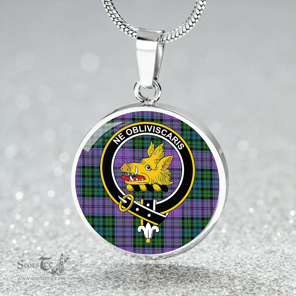 Scottish Campbell 42nd Dress Balhousie Ancient 2 Clan Tartan Circle Necklace - Crest Classic Scottish Plaid Tartan Plaid