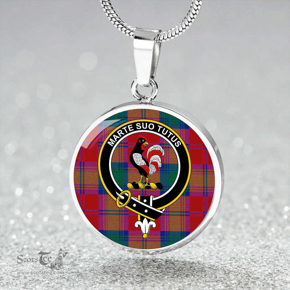 Scottish Byres Clan Tartan Circle Necklace - Crest Classic Scottish Plaid Tartan Plaid