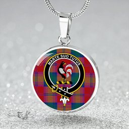 Scottish Byres Clan Tartan Circle Necklace - Crest Classic Scottish Plaid Tartan Plaid