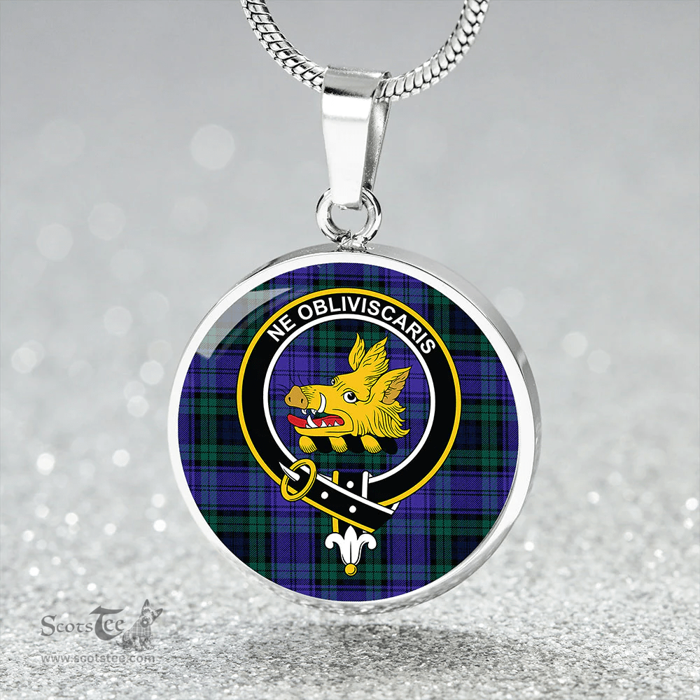 Scottish Campbell 42nd Dress Balhousie Modern 2 Clan Tartan Circle Necklace - Crest Classic Scottish Plaid Tartan Plaid