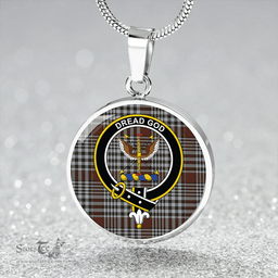 Scottish Carnegie Check Weathered Clan Tartan Circle Necklace - Crest Classic Scottish Plaid Tartan Plaid