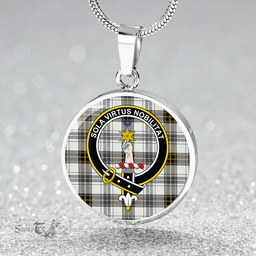 Scottish Henderson Dress #3 Weathered Clan Tartan Circle Necklace - Crest Classic Scottish Plaid Tartan Plaid