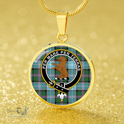Scottish Alexander of Menstry Hunting Ancient Clan Tartan Circle Necklace - Crest Classic Scottish Plaid Tartan Plaid
