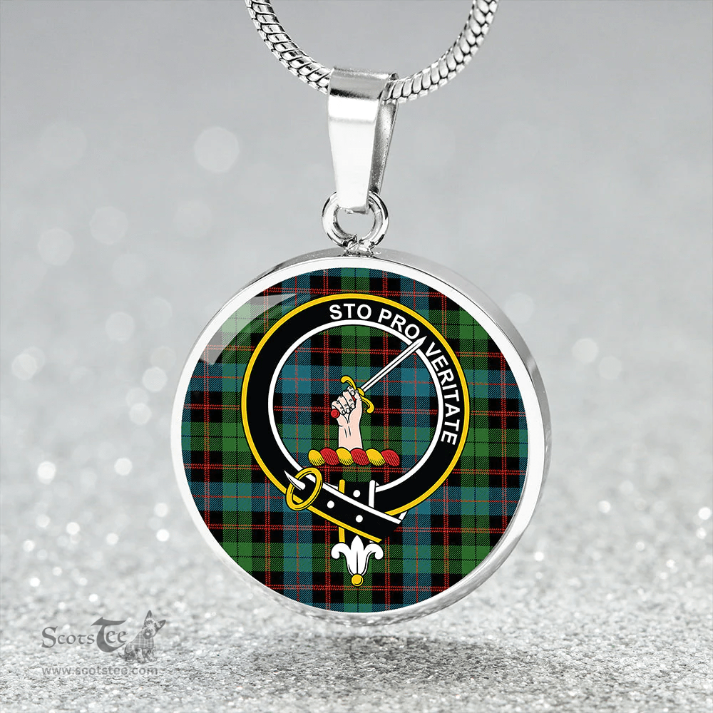 Scottish Guthrie Ancient Clan Tartan Circle Necklace - Crest Classic Scottish Plaid Tartan Plaid