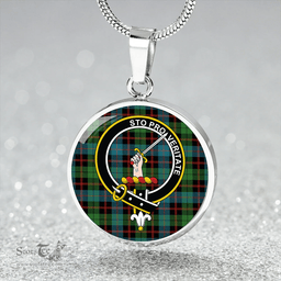 Scottish Guthrie Ancient Clan Tartan Circle Necklace - Crest Classic Scottish Plaid Tartan Plaid