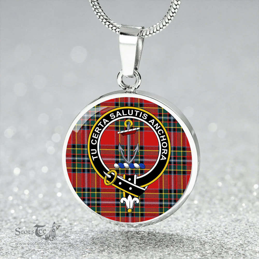 Scottish Gillespie Modern Clan Tartan Circle Necklace - Crest Classic Scottish Plaid Tartan Plaid