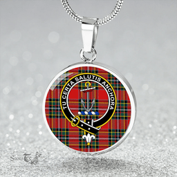 Scottish Gillespie Modern Clan Tartan Circle Necklace - Crest Classic Scottish Plaid Tartan Plaid