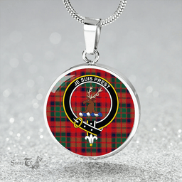 Scottish Fraser of Altyre Reconst Modern Clan Tartan Circle Necklace - Crest Classic Scottish Plaid Tartan Plaid