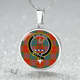 Scottish Fraser Ancient Clan Tartan Circle Necklace - Crest Classic Scottish Plaid Tartan Plaid