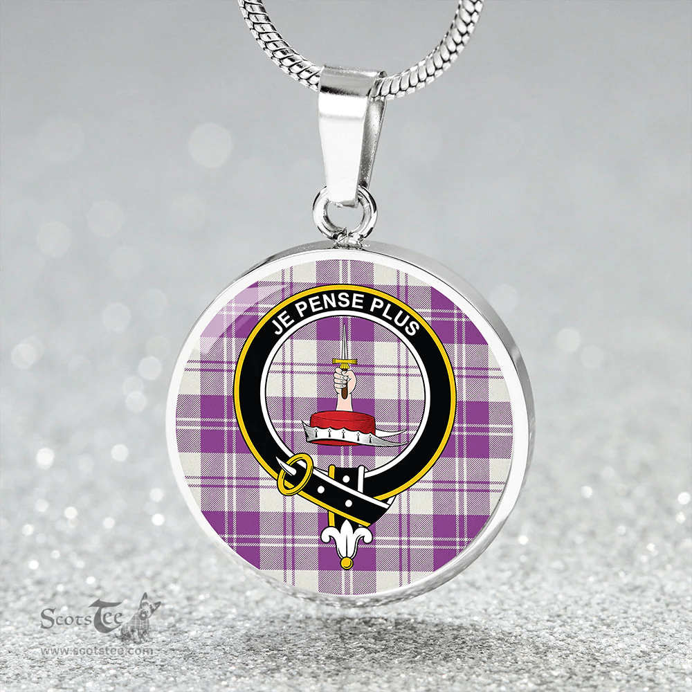 Scottish Erskine Dress Purple Clan Tartan Circle Necklace - Crest Classic Scottish Plaid Tartan Plaid
