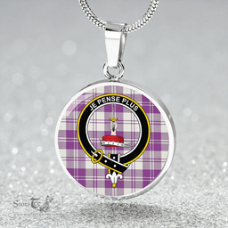 Scottish Erskine Dress Purple Clan Tartan Circle Necklace - Crest Classic Scottish Plaid Tartan Plaid