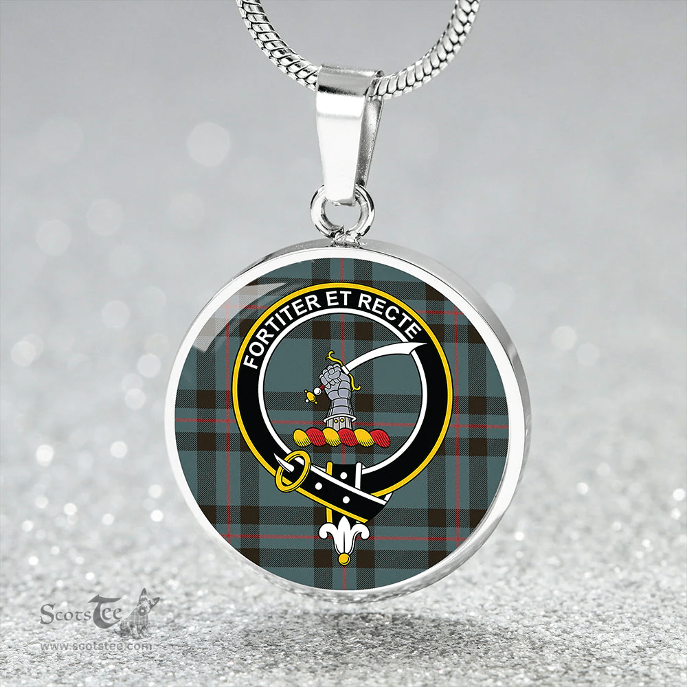 Scottish Elliot (Ellot) Weathered Clan Tartan Circle Necklace - Crest Classic Scottish Plaid Tartan Plaid