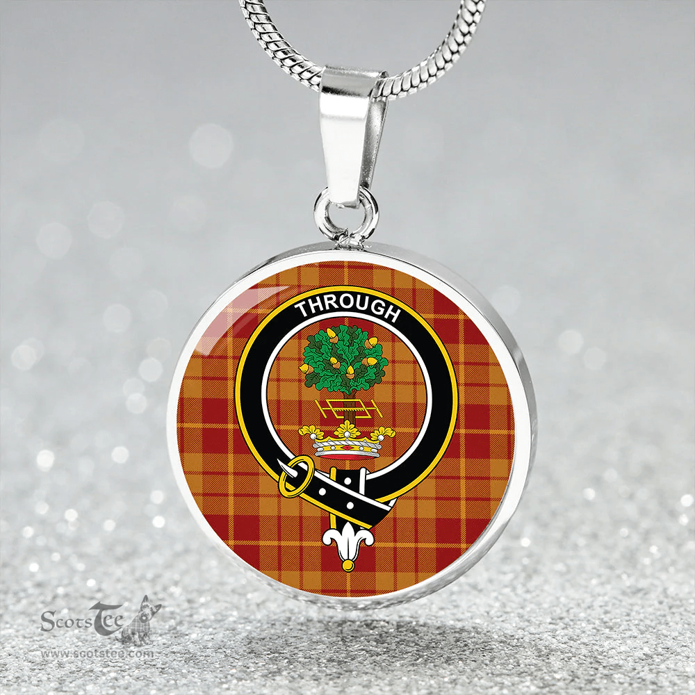 Scottish Hamilton Weatheredd Modern Clan Tartan Circle Necklace - Crest Classic Scottish Plaid Tartan Plaid