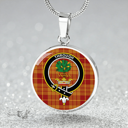 Scottish Hamilton Weatheredd Modern Clan Tartan Circle Necklace - Crest Classic Scottish Plaid Tartan Plaid