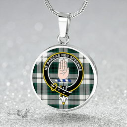 Scottish Lamont Dress (MacLamont Dress) Modern Clan Tartan Circle Necklace - Crest Classic Scottish Plaid Tartan Plaid