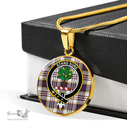 Scottish Anderson Arisaid Modern Clan Tartan Circle Necklace - Crest Classic Scottish Plaid Tartan Plaid