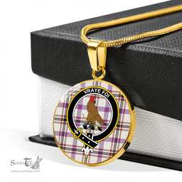 Scottish Boswell Dress Weathered Clan Tartan Circle Necklace - Crest Classic Scottish Plaid Tartan Plaid