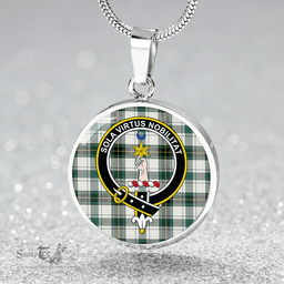 Scottish Henderson Dress #2 (MacKendrick Dress #2) Modern Clan Tartan Circle Necklace - Crest Classic Scottish Plaid Tartan Plaid
