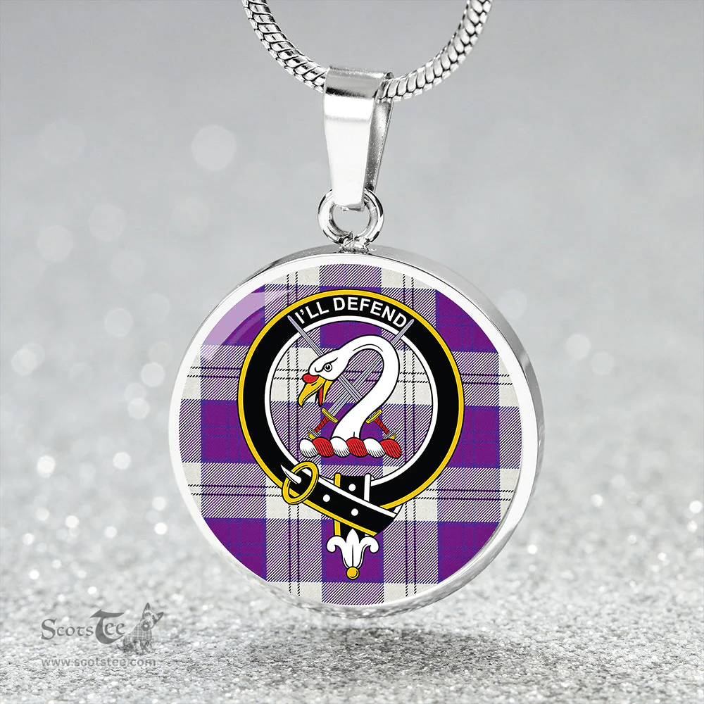 Scottish Lennox Dress Dance Purple Clan Tartan Circle Necklace - Crest Classic Scottish Plaid Tartan Plaid