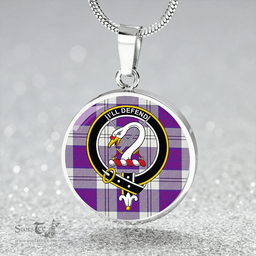 Scottish Lennox Dress Dance Purple Clan Tartan Circle Necklace - Crest Classic Scottish Plaid Tartan Plaid