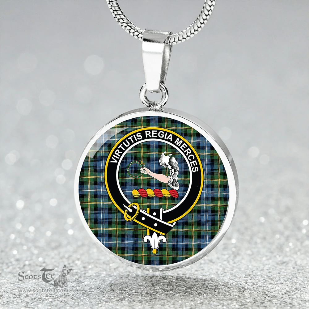 Scottish Dyce Ancient Clan Tartan Circle Necklace - Crest Classic Scottish Plaid Tartan Plaid